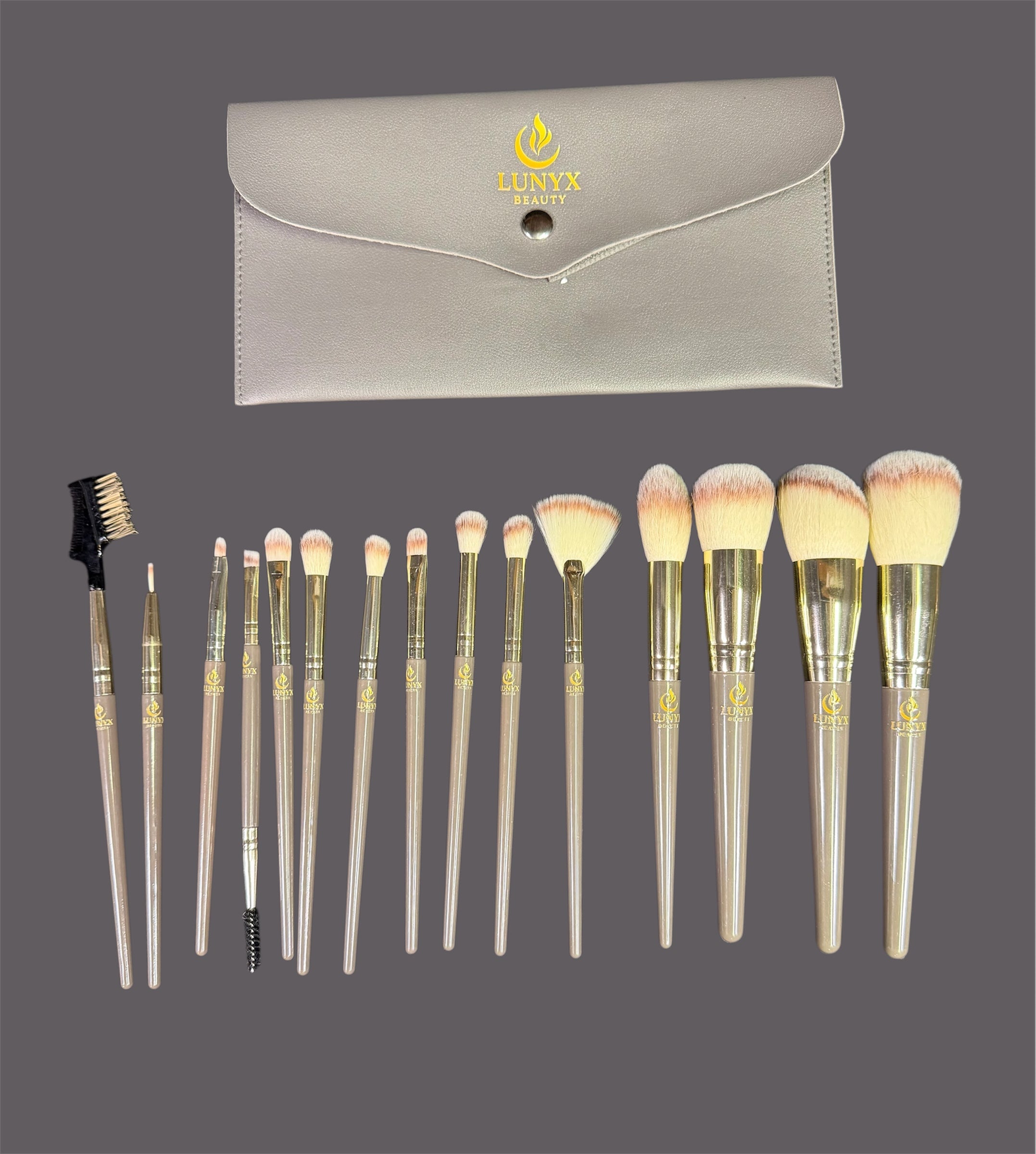LUNYX Beauty™ 15-Piece Luxury Makeup Brush Set with Premium Travel Pouch