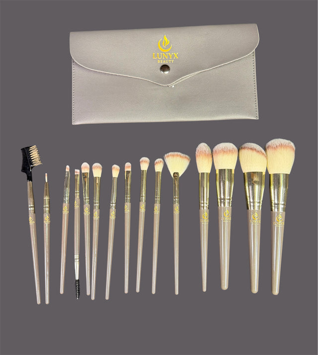 LUNYX Beauty™ 15-Piece Luxury Makeup Brush Set with Premium Travel Pouch