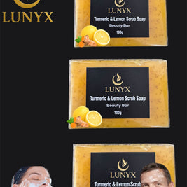 LUNYX Turmeric & Lemon Scrub Soap Beauty Bar 100g – Brightening & Exfoliating