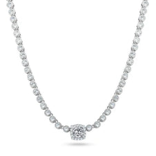 Clear Stone Halo Necklace – Premium CZ – Sterling Silver