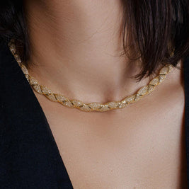 Prestige Mesh Wrap Necklace – 14K Gold Over 925