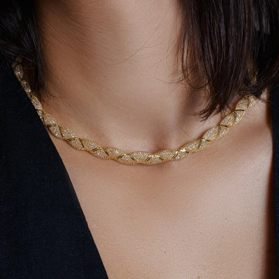 Prestige Mesh Wrap Necklace – 14K Gold Over 925