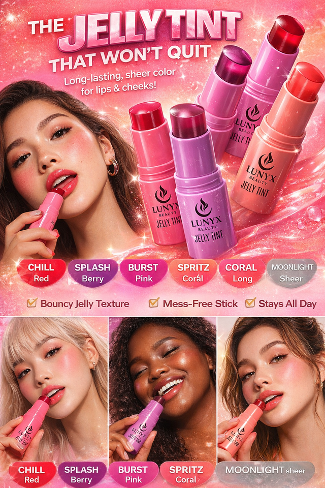 LUNYX Jelly Tint – Buildable Cheek & Lip Glow | Lightweight Jelly Blush Stick