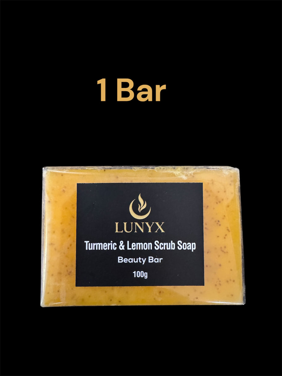 LUNYX Turmeric & Lemon Scrub Soap Beauty Bar 100g – Brightening & Exfoliating