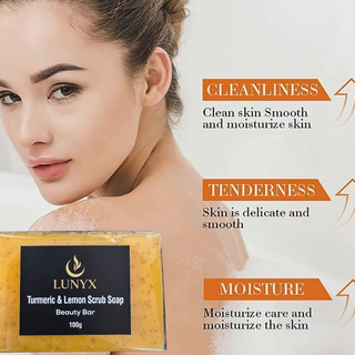 LUNYX Turmeric & Lemon Scrub Soap Beauty Bar 100g – Brightening & Exfoliating