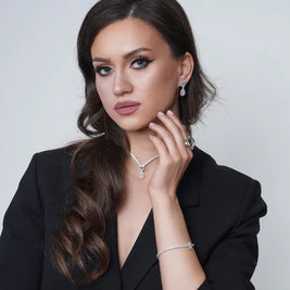 Pear Cut Tennis Jewelry Set – Premium CZ – Sterling Silver