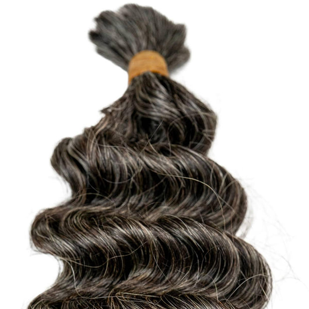 Raw Vietnamese Natural Gray Curly Bulk Human Hair Extensions
