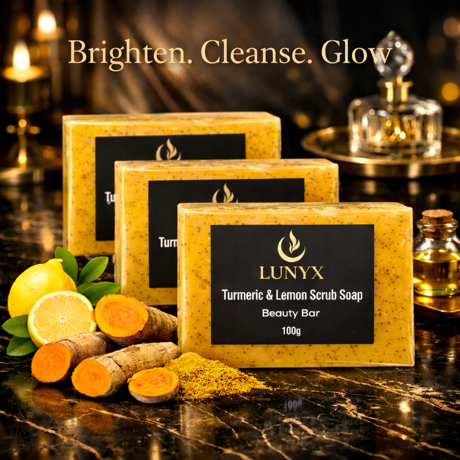 LUNYX Turmeric & Lemon Scrub Soap Beauty Bar 100g – Brightening & Exfoliating