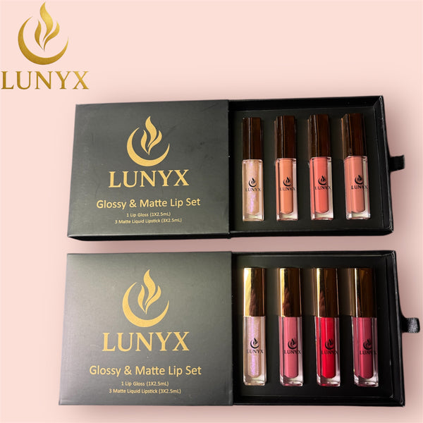 LUNYX Glossy & Matte Lip Set – 4-Piece Luxury Liquid Lip Collection