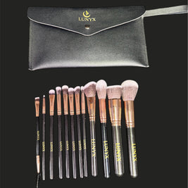 LUNYX Beauty™ 12-Piece Luxury Makeup Brush Set with Travel Pouch