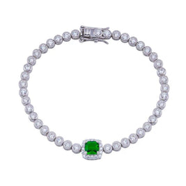3.5MM Halo Bubble Tennis Bracelet – Premium Green CZ – Sterling Silver