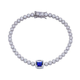3.5MM Halo Bubble Tennis Bracelet – Premium Blue CZ – Sterling Silver
