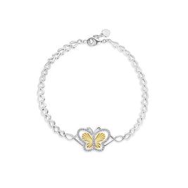 Diamond Cut Butterfly Bracelet – Two Tone – Premium CZ – Sterling Silver