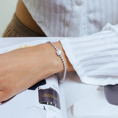 Halo Bubble Tennis Bracelet – Premium CZ – Sterling Silver