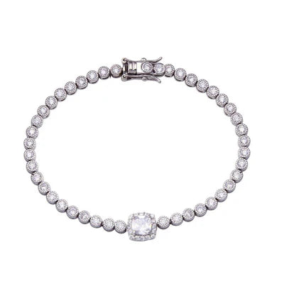 Halo Bubble Tennis Bracelet – Premium CZ – Sterling Silver